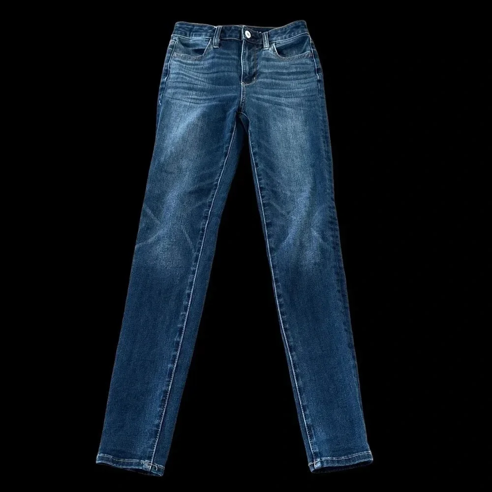 American Eagle Size 0 Super Hi Rise Jeggings Jeans 360‎ Next Level Stretch Blue